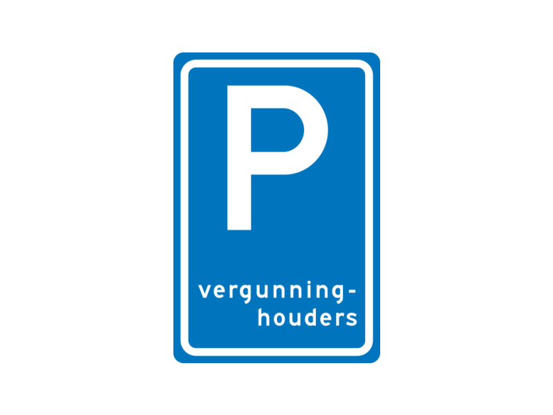 Verkeersbord a/r3/dor 40x60 cm model: E09 (P vergunninghouders)