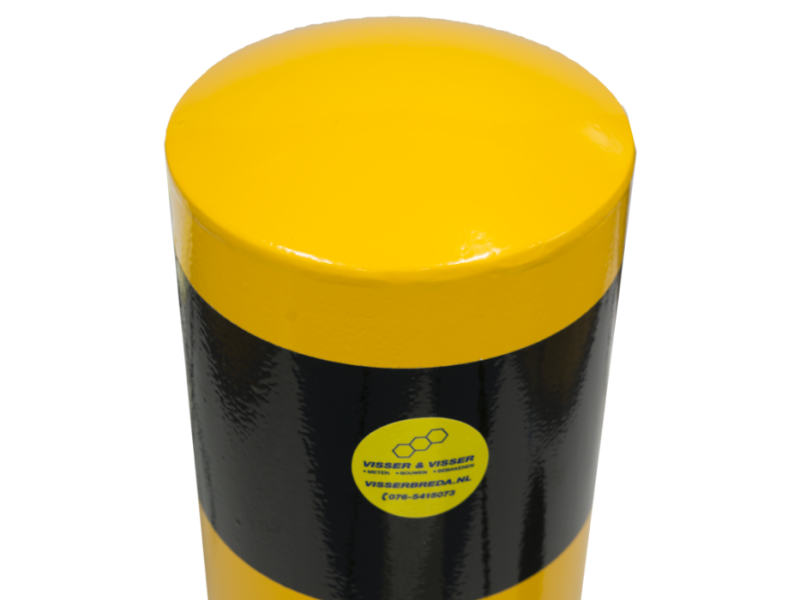 Anti-parkeerpaal 100 cm Ø 15 cm geel/zwart met voetplaat