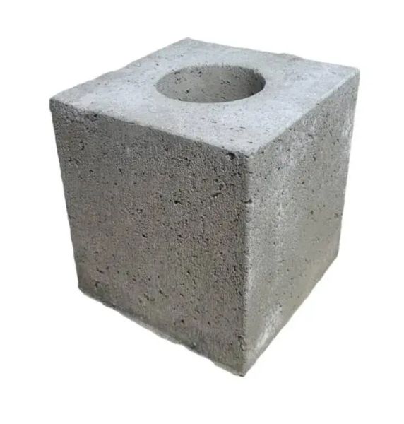Betonpoer 30x30x30 cm met doorlopend gat