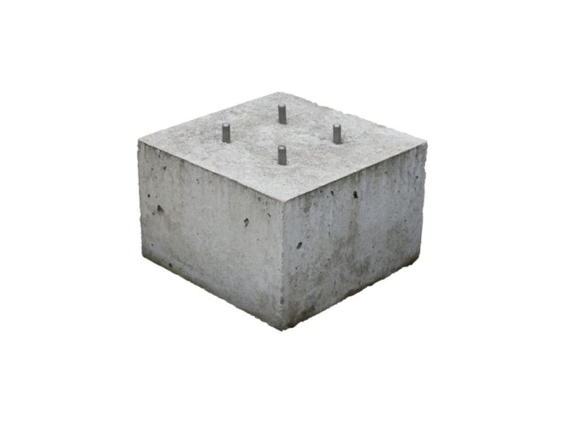 Betonpoer 30x30x30 cm voorzien van 4x draadeind M12