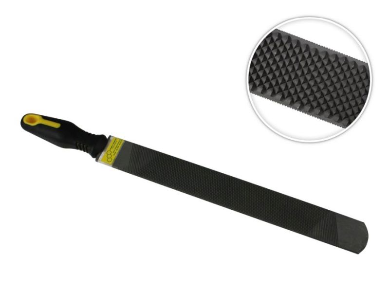 Rasp pvc extra zware kwaliteit met handvat geel/zwart 47,5 cm
