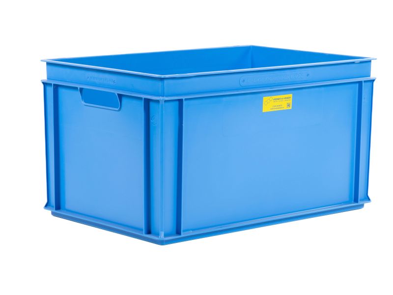 Stapelbak 60L 60x40x32,5cm blauw z/deksel