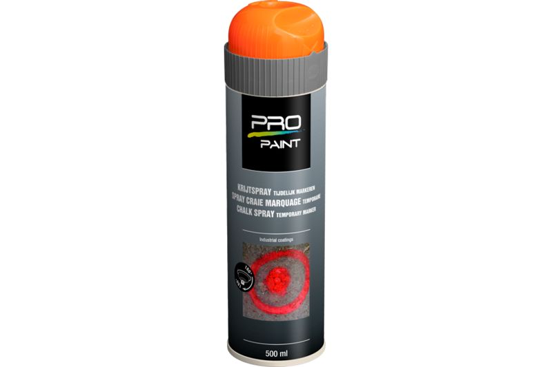 Wegenverfspuitbus 500 ml Pro-Paint krijtspray oranje