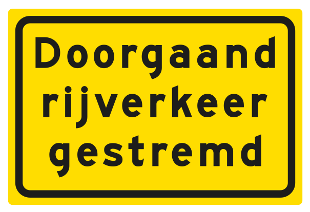 Tekstbord pvc/lak/vlak 60x40cm DRG Doorgaand rijverkeer gestremd