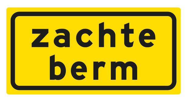 Tekstbord pvc 60x30 cm geel met tekst: Zachte berm