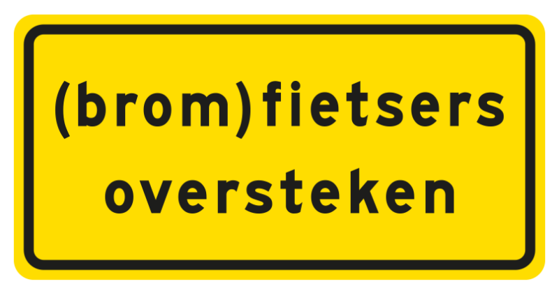 Tekstbord a/r3/dor 80x40 cm geel met tekst: (Brom)fietsers oversteken