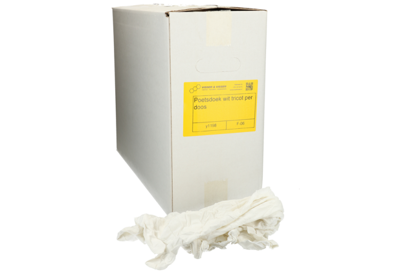 Poetsdoeken tricot wit per doos 9 kg